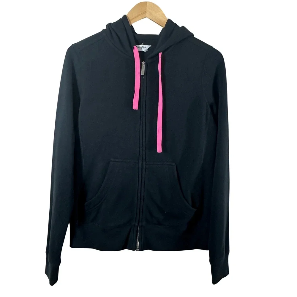 Peloton Womens Black Rainbow Stacked Logo Full Zip Hoodie Sweatshirt PJ221596P S